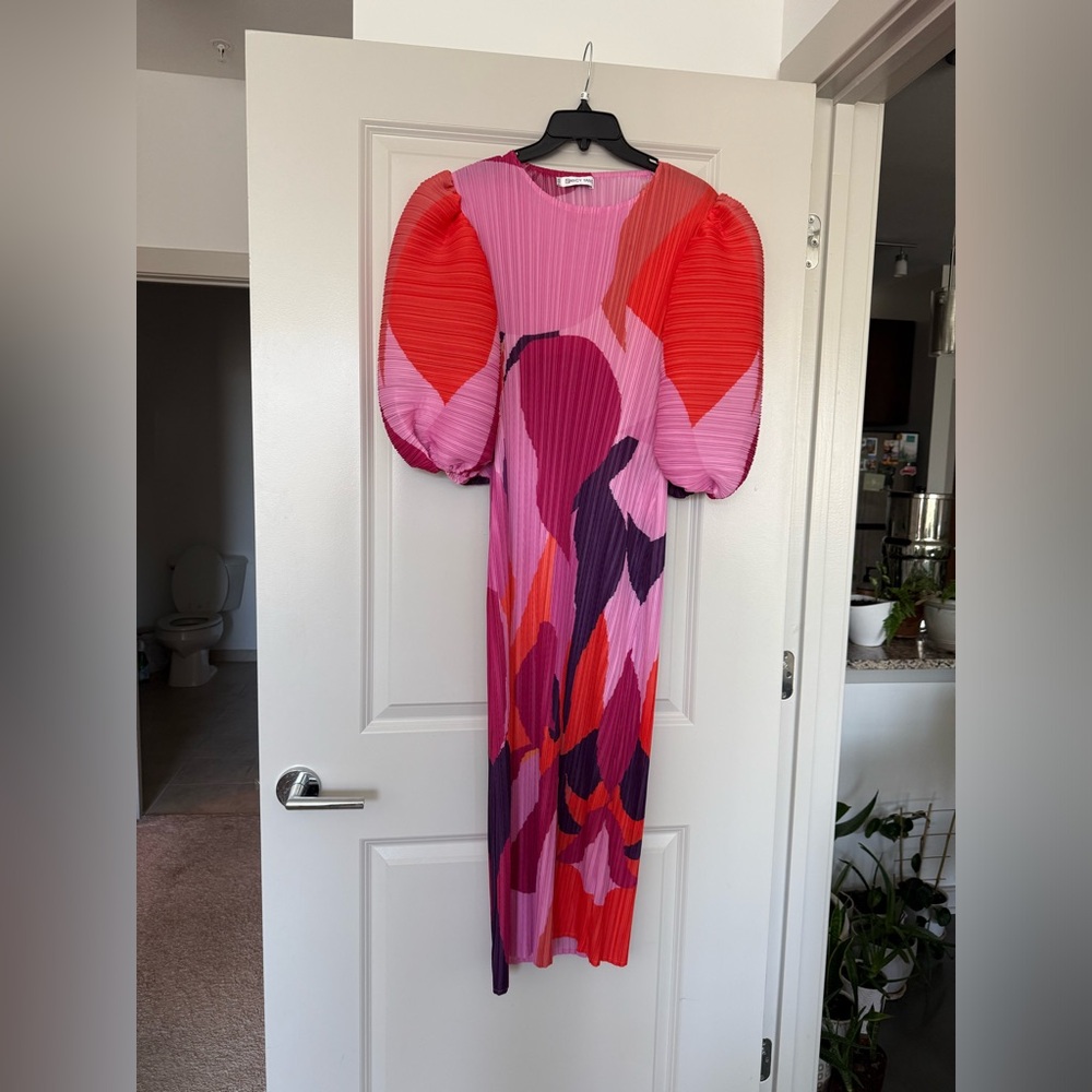 Puff Sleeve Column Dress by Nancy Yang